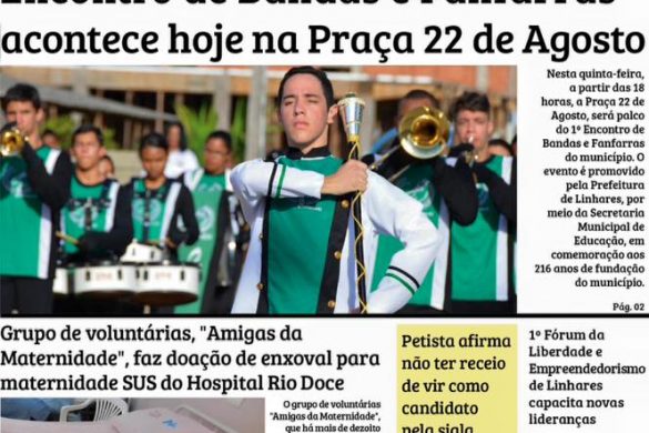Primeira página do Jornal O PIONEIRO 18 de agosto de 2016