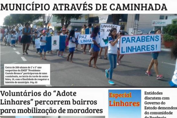 Primeira página do Jornal O PIONEIRO 21 de agosto de 2016