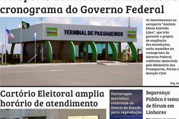Primeira página do Jornal O PIONEIRO 25 de agosto de 2016