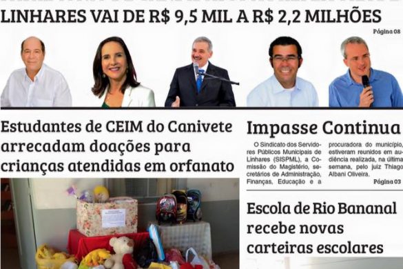 Primeira página do Jornal O PIONEIRO 28 de agosto de 2016